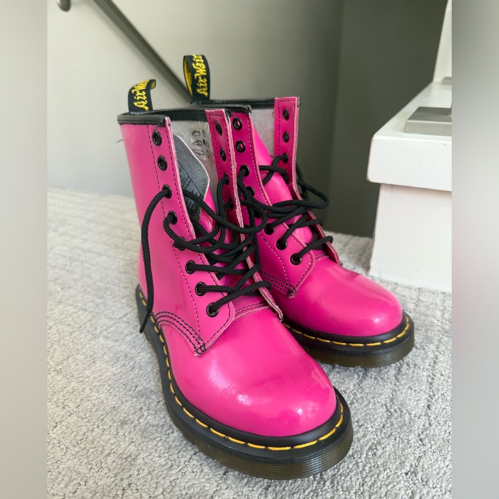 Dr. Martens Pink Patent Leather Lace-up Boot